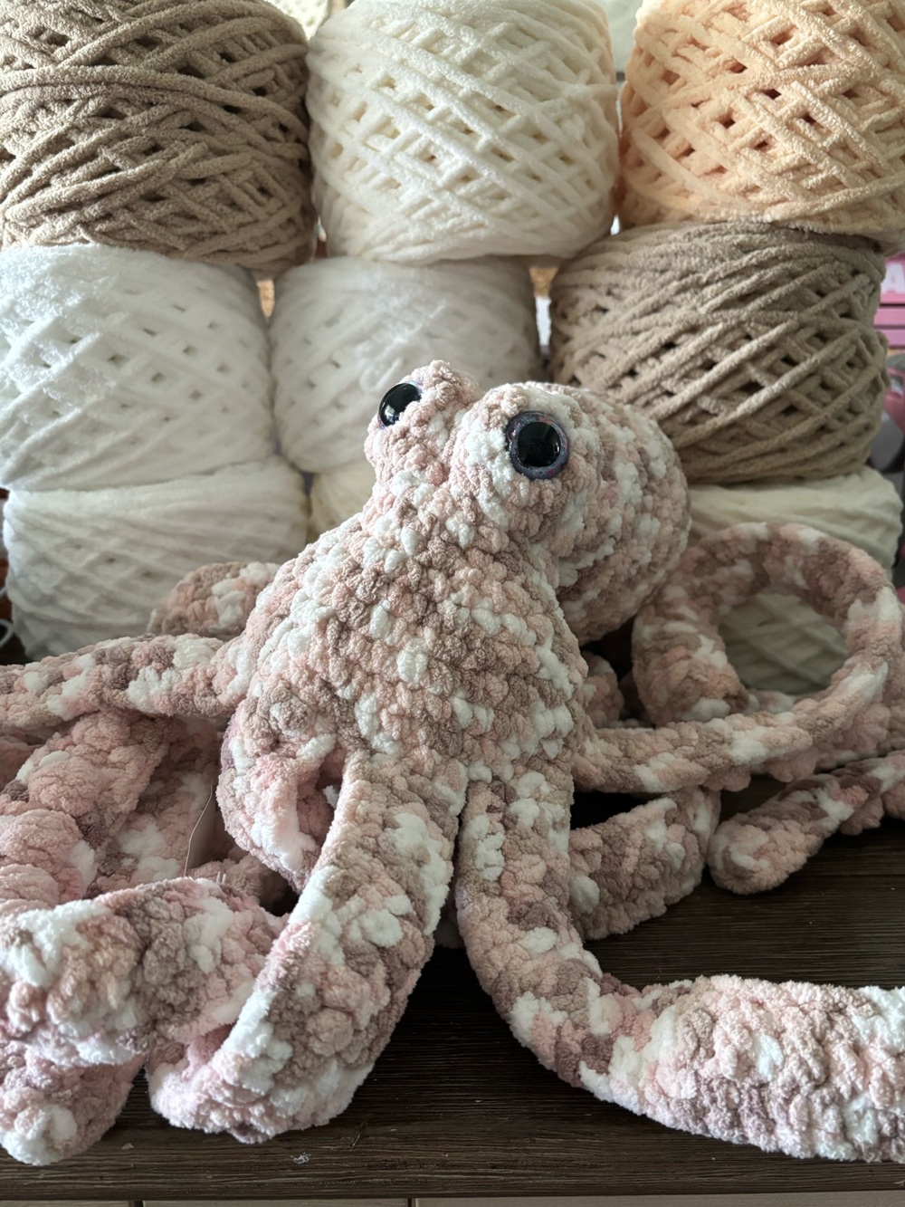 Crochet Anchor the Octopus handmade plush - Pink